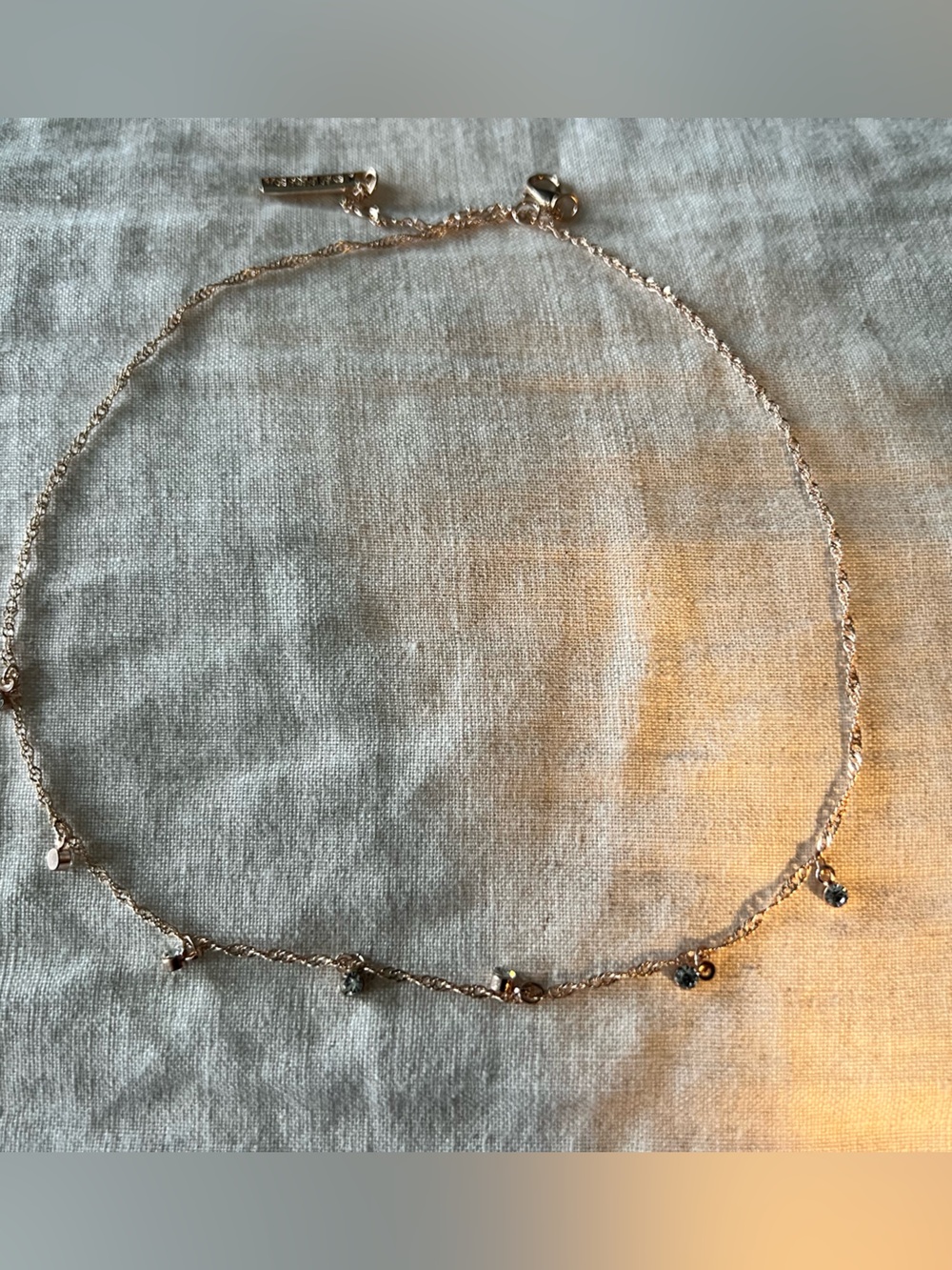 Delicate rose Gold colour Chain Necklace with Crystal Drops